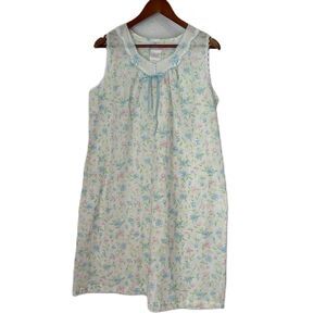 Simply Basic Nightgown Women XL White Multi Pastel Floral Sleeveless Pullover